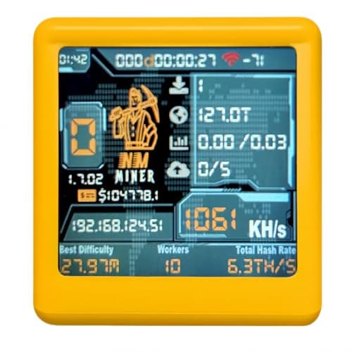 NM-TV 154 - ESP32 TFT Bitcoin Solo Lottery Miner 1.54 inch Smart Gift Small TV Desktop Clock 1060 KH/s Hashrate