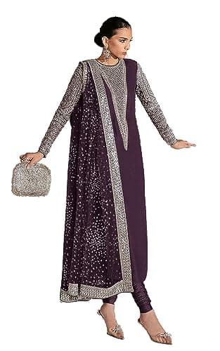 STELLACOUTURE women's ready to wear embroidered plus size eid festival pakistani salwar kameez suit for women 1026-O (50, Wine)