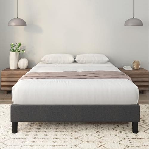 Zinus Curtis Upholstered Platf...TM) Packaging, Dark Grey, Full