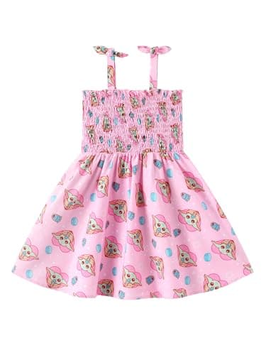 Disney Star Wars Grogu Toddler Girl Dress Pink Baby Yoda Print Bow Tie Straps Smocked Sundress Birthday Party Casual Summer Outfit Clothes 2T
