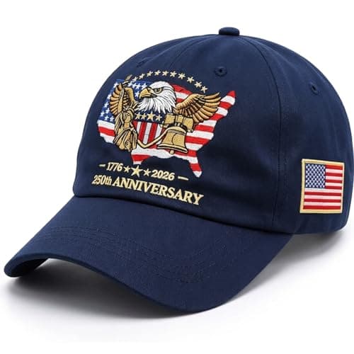 RumonZS 250th Anniversary USA Hat United States 1776-2026 Embroidered Eagle Adjustable Baseball Cap 250 Year Independence hat with Eagle Flag Design for Men Women Dark Blue