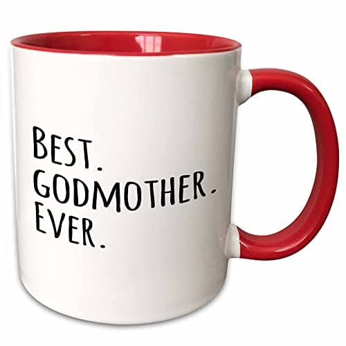 3dRose Best Godmother Ever - G...ack text 11oz Two-Tone Red Mug