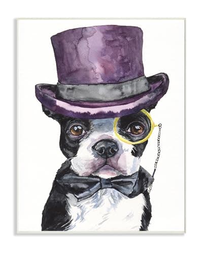 'Boston Terrier With Hat Dog Pet Animal'| Wall Plaque Art