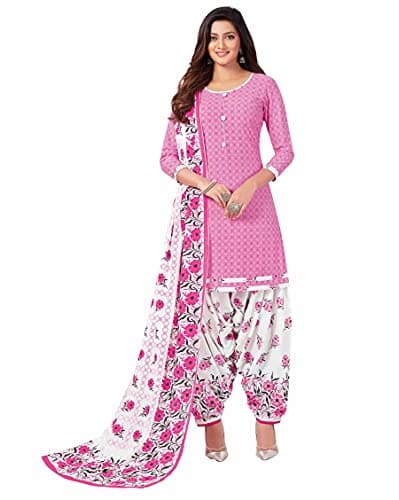 Miraan Women's Cotton Printed Readymade Salwar Suit XXX-Large Pink