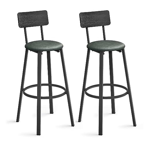 VASAGLE Bar Stools, Set of 2 P...ck and Forest Green ULBC069C01