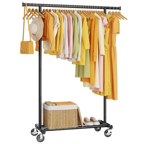 Hyseyy Metal Rolling Clothes Rack (Black) $20.99 + Free Shipping w/ Prime or on $35+