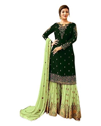 stylishfashion ready to wear new christmas indian pakistani eid wear dress designer palazzo sharara salwar kameez suits (US, Numeric, 38, Regular, Regular, Green)