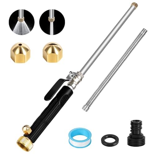 Jet Nozzle Power Washer for Garden, High Pressure Washer Tools with 2 Different Nozzles, Quick Connect Flexible Wand Lance for Gutter Patio Car Pet Window