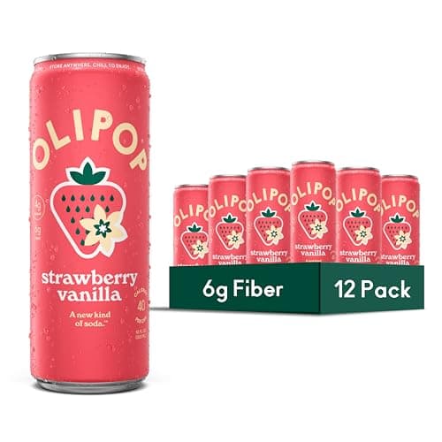 OLIPOP Prebiotic Soda Pop, Str...MO Free, 12oz Skinny (12-Cans)