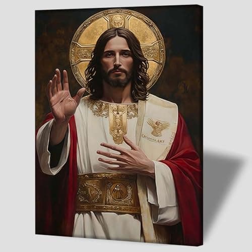 Jesus Blessing Canvas Wall Art Christian Religious Faith Poster Print Gallery Wrapped Wall Decor for Living Room Church Prayer Room Sunday School 12x16 Inches Ready to Hang