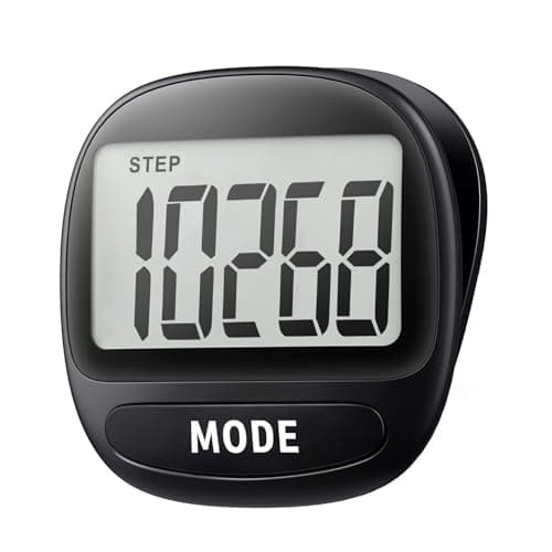 3D Pedometer for Walking Running Sports - Step Counter with Clip & Lanyard, Large LCD Display Accurate Fitness Tracker for Men Women Seniors Easy to Use-Black