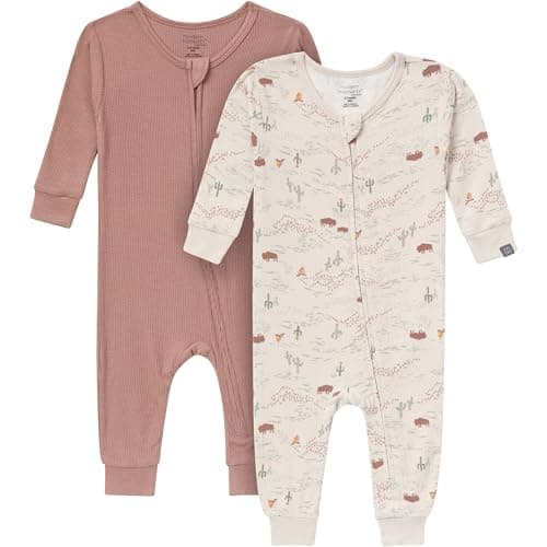 Modern Moments by Gerber Unisex Baby 2-Pack Footless Tight Fitting Pajamas, Gray and Brown, 18 Months