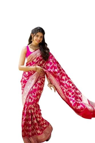 Women's Banarasi Silk Saree With Unstitched Blouse Piece
