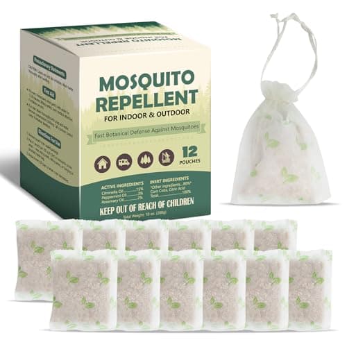 12 Pcs Mosquito Repellent for Patio, Natural Plant-Based Mosquito Repellent Pouches Indoor Outdoor, Strength Mosquito Deterrent, Mosquito Control for Home Camping Fishing