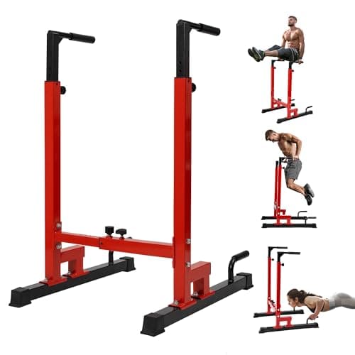 Yes4All Dip Stand 500 LBS Capa...ine for Home Gym - Red & Black