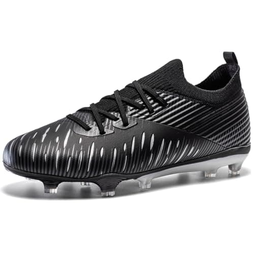 Rokiemen Women Soccer Unisex-Adult Indoor Soccer Shoes Youth Outdoor Training Turf Football Shoes Light-Weight Rugby Boots Big Boys Black