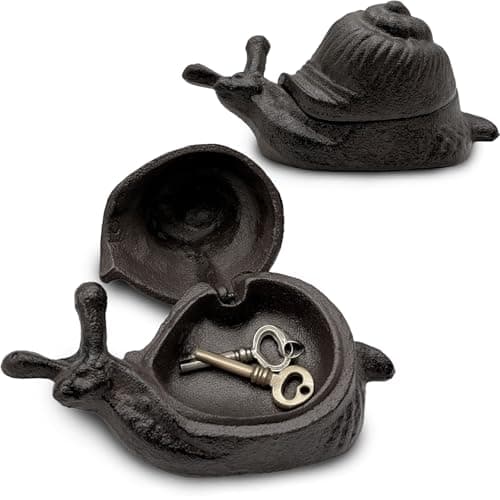 AZ-Homey Snail Key Hider Outdoor – Cast Iron Waterproof Hide a Key Holder, Decorative Snail Garden Figurine with Secret Storage for Spare Keys Jewelry Indoor Outdoor