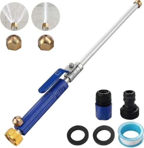Multi-Functional Hydro Jet Nozzle with 2 Interchangeable Tips, Effortless & Easy-to-Use – High Pressure Wand for Garden Hose, Quick-Connect, Power Sprayer for Car, Deck, Gutter, Patio and Glass
