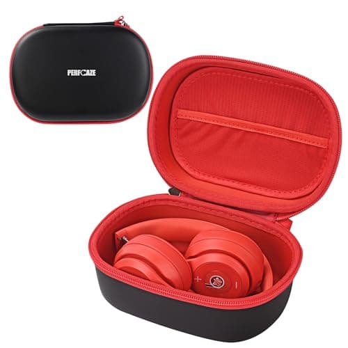 Portable Headphone Case for Beats Solo 4/3, Studio Pro / 3, Over Ear Headphone Storage Case with Cable Pocket, Detachable Strap for Travel