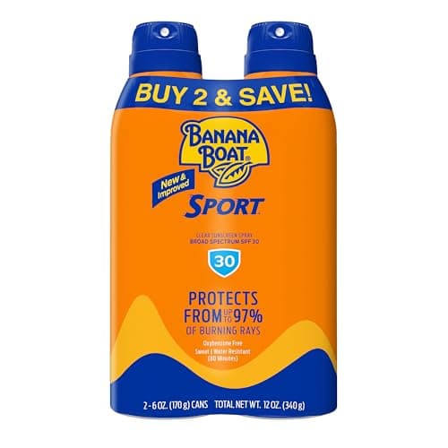 Banana Boat Sport Ultra SPF 30 Sunscreen Spray | Banana Boat Sunscreen Spray SPF 30, Water Resistant, Oxybenzone Free, 6oz each Twin Pack