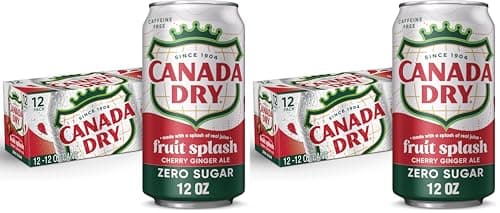 $9.50 | 24-Pack 12-Oz Canada Dry Zero Sugar Fruit Splash Cherry Ginger Ale Soda at Amazon