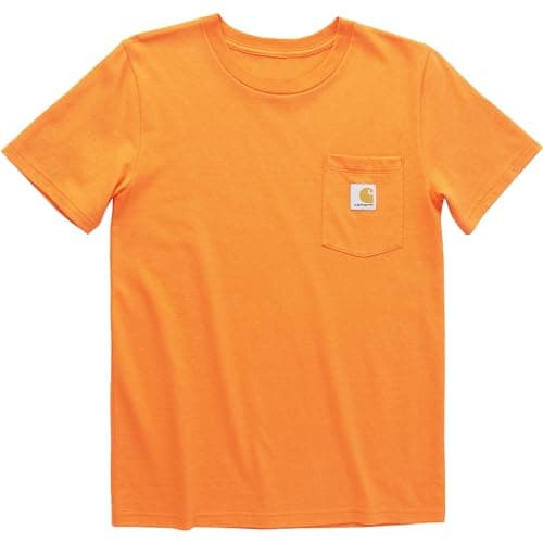 Carhartt Kids' Short Sleeve Pocket T-Shirt Tee Shirt, Exotic Bright Orange, S-8/10