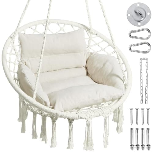 Greenstell Hammock Chair, Macr...cony, Hold up to 330Lbs, White