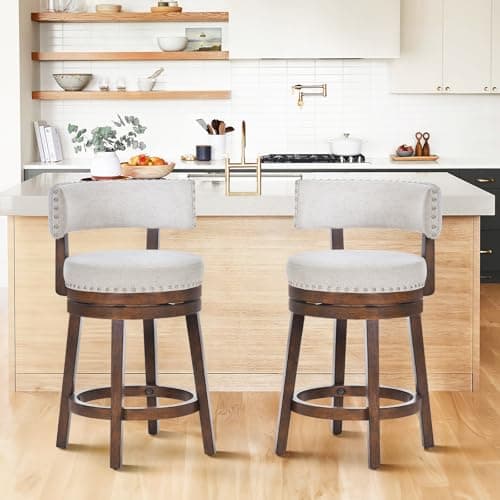 COLAMY Swivel Bar Stool Set of... Island Dining Room Bar, Beige
