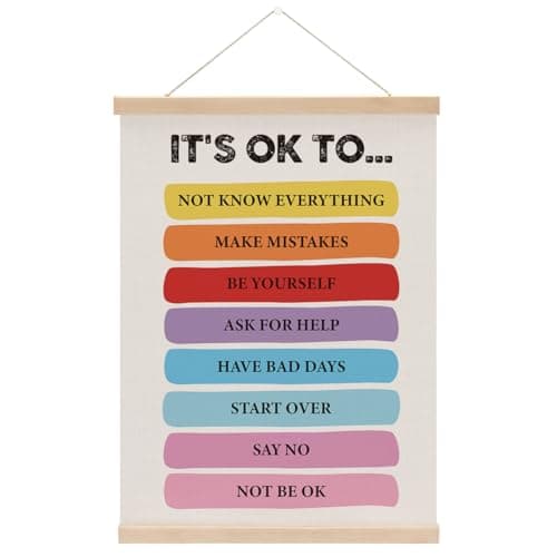 Therapy Office Decor, Mental Health Poster, Chart for Hanging Therapy Banner Paintings Wall Art Decorations, Counseling Office Must Haves, Motivational Wall Art Decor, It's OK to Make Mistakes