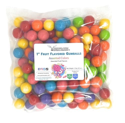 YANKEETRADERS Assorted Fruit F...red Gumballs 1", 2 Pounds Bulk
