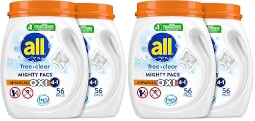 all Free Clear,Advanced OXI,Mi...tive Skin,56 Count (Pack of 4)