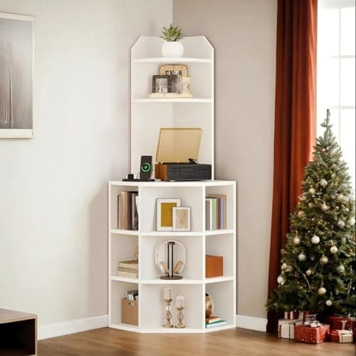 YITAHOME Corner Shelf with USB...m, Dining Room, Kitchen, White