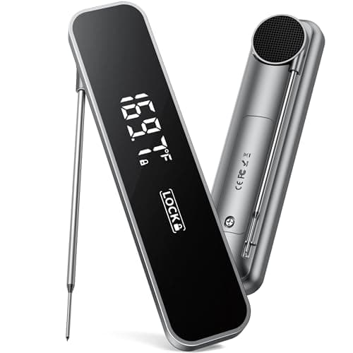 0.3 Sec Instant Read Meat Thermometer, Waterproof Digital Thermometer for Grilling, BBQ, Air Fryer, Smoker, Candy, Kitchen Gadgets, BBQ Essentials, Gift for Dad, Men, Grey