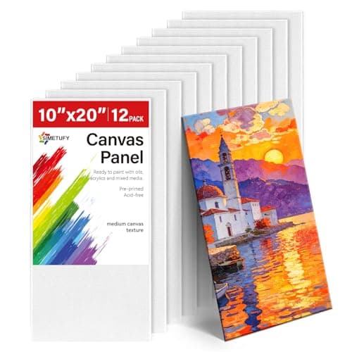 Large Canvas Panels 12 Pack 10.23x20.3 Inch – 8 oz Triple Primed 100% Cotton Flat Canvas Boards for Painting, Acid-Free White Art Surfaces for Oil, Acrylic & Mixed Media