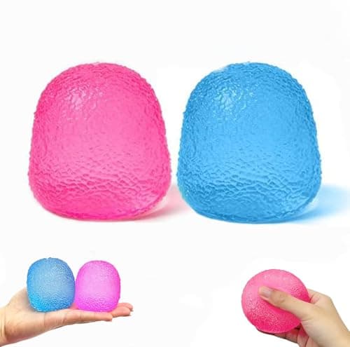 Gumdrop Squishy- Stress Balls for Kids and Adults, Super Solid Squeeze Ball, Sensory for Stress Relief, Focus, and Fun, Stretchy Squeeze Stress Relief Balls for Anxiety (Blue+Pink)