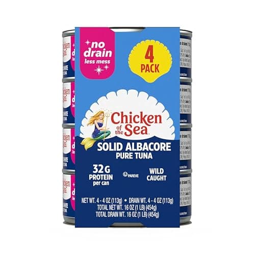 4-Pack 4-Ounce Chicken of the Sea Wild Caught Solid White Albacore Tuna No Drain Cans $4.22 w/ S&S + Free Shipping w/ Prime or on $35+