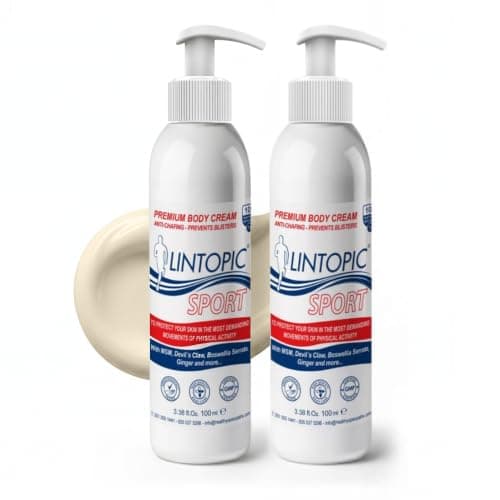 LINTOPIC Anti Chafing Cream for Women & Men (2 Pack) – Prevents Thigh Chafing, Friction & Skin Irritation – Fast Absorbing Non Greasy Formula for Running, Cycling & Sports – 3.38 fl oz Each