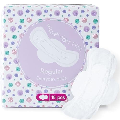 PurComfy Teens Period Pads with Wings for Tweens, Organic Cotton Sanitary Pads for Teen Girls 9-14, Teen Regular, 18 CT
