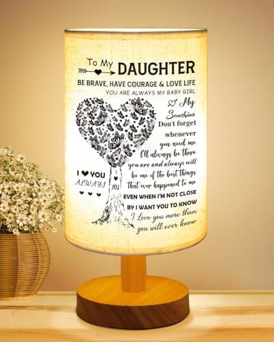 Gorgifty Daughter Gifts from Mom, to Daughter Fabric Table Lamp, Birthday Mothers Day Gifts for Daughter from Mom Dad, Bedside Table Lamp Gifts for Daughter Adult from Mother