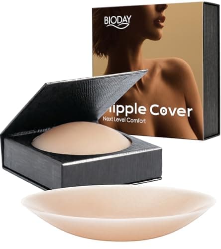 Seamless Invisible Nipple Covers for Women, 2 Pairs Reusable Ultra-thin Sticky Silicone Pasties, Washable Adhesive Breast Petals with Travel Case for Daily Wedding Swimwear Strapless Outfits