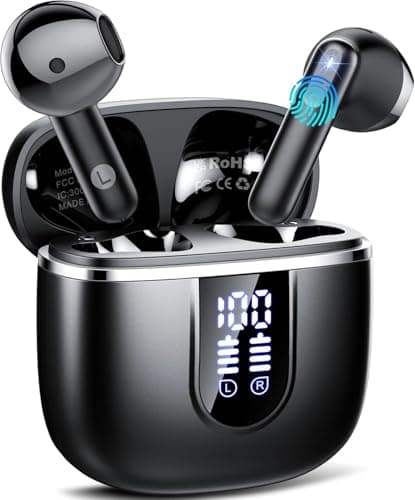 Wireless Earbuds, Bluetooth 5.4 Headphones with 3D Bass Stereo Sound, 40H In-Ear Buds with 4 ENC Noise Cancelling Mic, Ultralight Bluetooth Earbuds USB-C LED, IP7 Waterproof Earphones for Android iOS