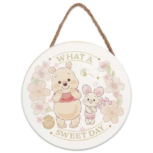 Disney Winnie the Pooh and Piglet What a Sweet Day Hanging Wood Wall Decor - Cute Pooh Sign for Kids' Room or Nursery