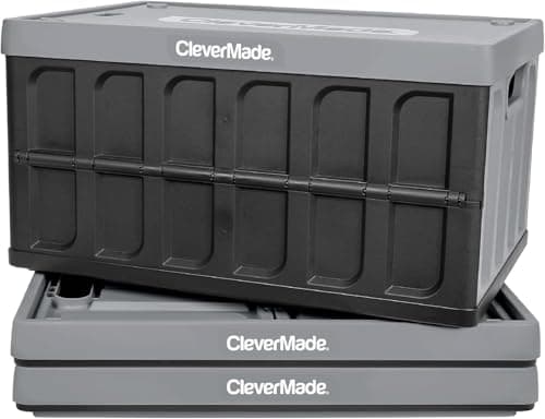 3-Pk 62L CleverMade Collapsible Storage Bin w/ Lids $32