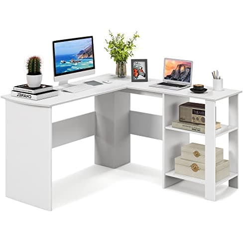 Tangkula White L Shaped Desk w...udy Desk, L Shaped Office Desk