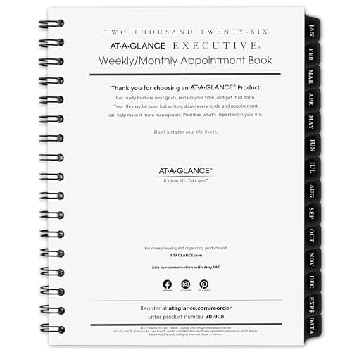 AT-A-GLANCE 2026 Weekly Monthl... Medium, Executive (709081026)
