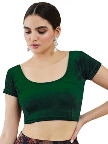 Chandrakala Velvet Blouses for Women Sarees,Stretchable Dark Green,Small (B104BOT2)