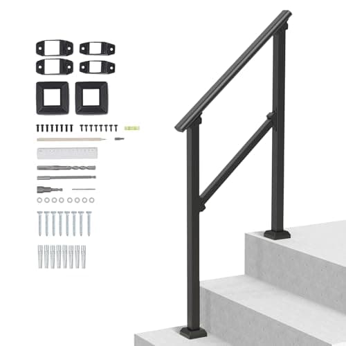 VEVOR Handrails for Outdoor St...orch & Deck, Black Square Tube