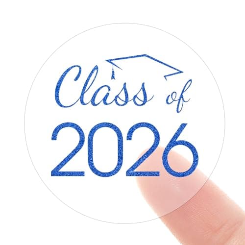 Anwyll Graduation Stickers 2026 - Blue Clear Class of 2026 Stickers 120Pcs 1.6'' Graduation Envelope Seal Label Sticker Self Adhesive Congrats Grad Cap Hat Sticker for Senior College Grad Party Favor