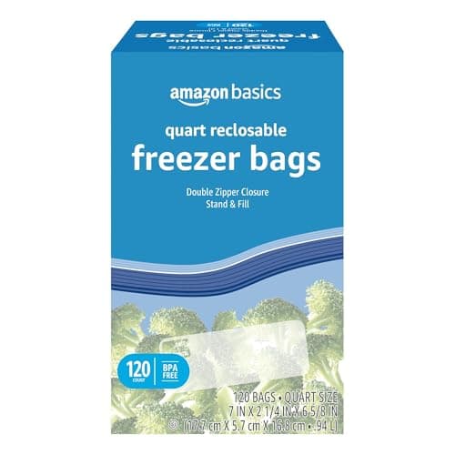 Amazon Basics Quart Freezer Bags 120-Count Only $5.41 Shipped