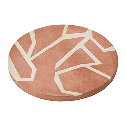 Main + Mesa 10" Round Sandstone Trivet, Terracotta/Off-White